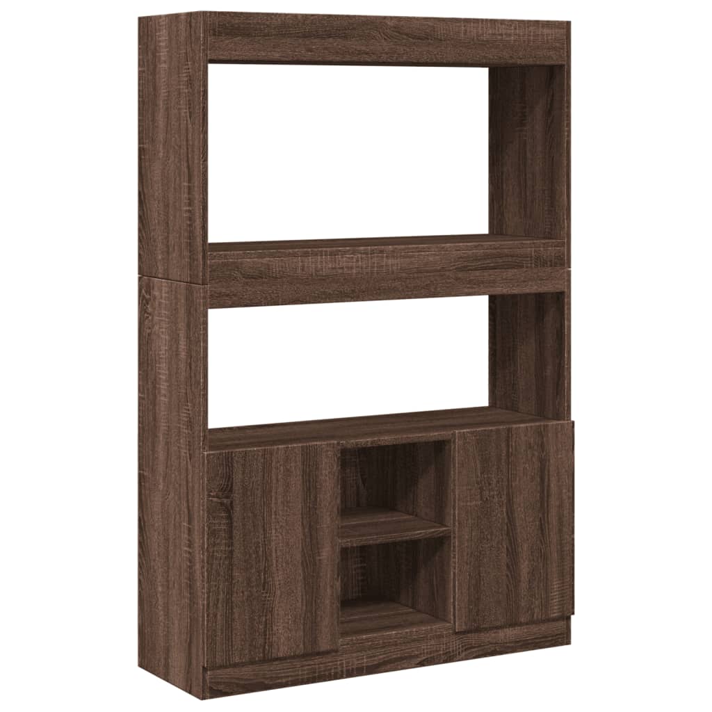 Hoge kast 92x33x140 cm bewerkt hout bruin eikenkleur is nu te koop bij PeponiXL, paradijselijk wonen!