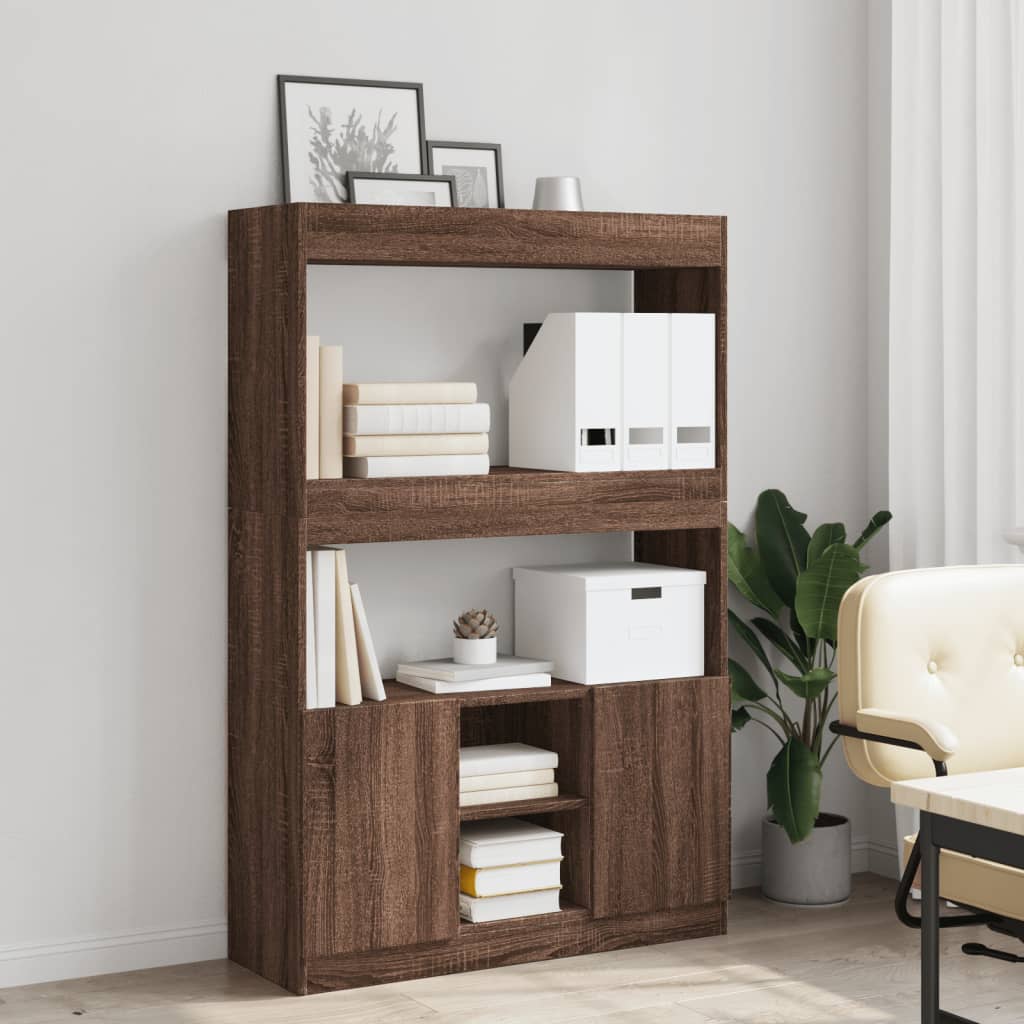 Hoge kast 92x33x140 cm bewerkt hout bruin eikenkleur is nu te koop bij PeponiXL, paradijselijk wonen!