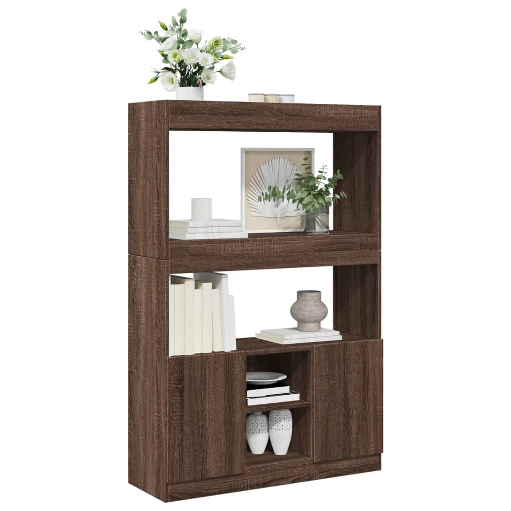 Hoge kast 92x33x140 cm bewerkt hout bruin eikenkleur is nu te koop bij PeponiXL, paradijselijk wonen!