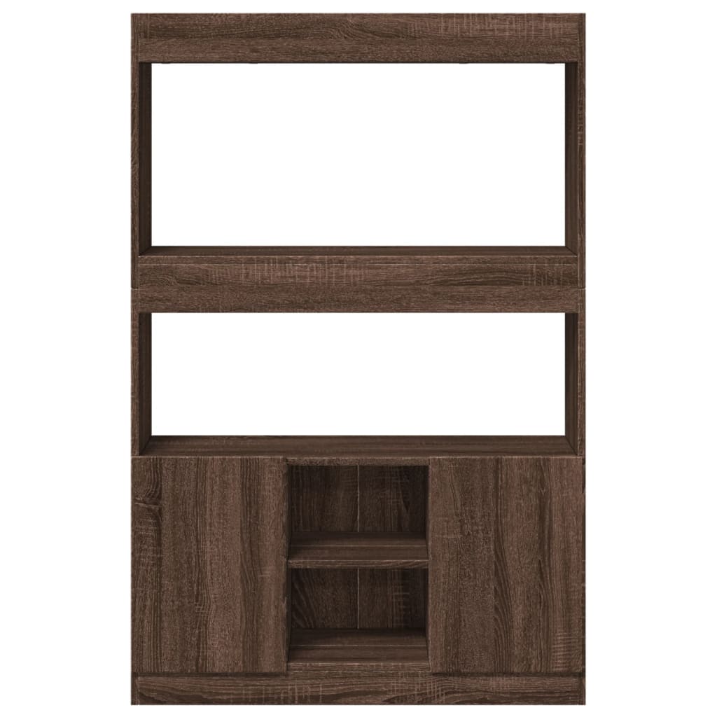 Hoge kast 92x33x140 cm bewerkt hout bruin eikenkleur is nu te koop bij PeponiXL, paradijselijk wonen!