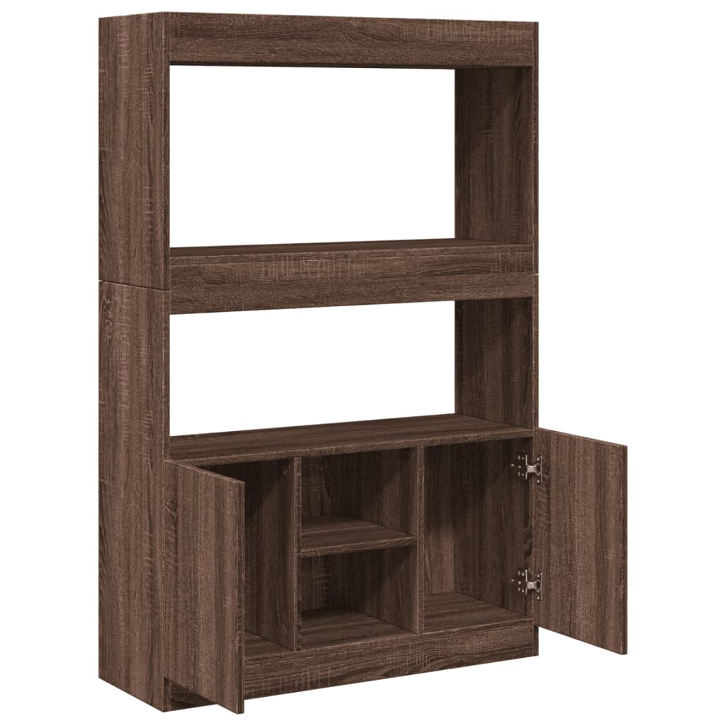 Hoge kast 92x33x140 cm bewerkt hout bruin eikenkleur is nu te koop bij PeponiXL, paradijselijk wonen!