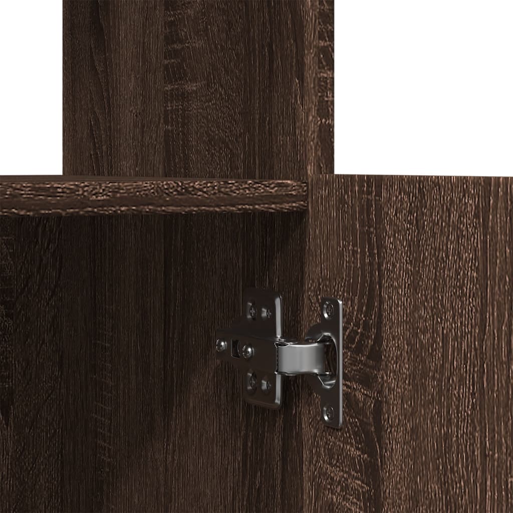 Hoge kast 92x33x140 cm bewerkt hout bruin eikenkleur is nu te koop bij PeponiXL, paradijselijk wonen!