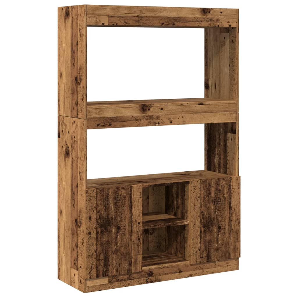 Hoge kast 92x33x140 cm bewerkt hout oud houtkleurig is nu te koop bij PeponiXL, paradijselijk wonen!
