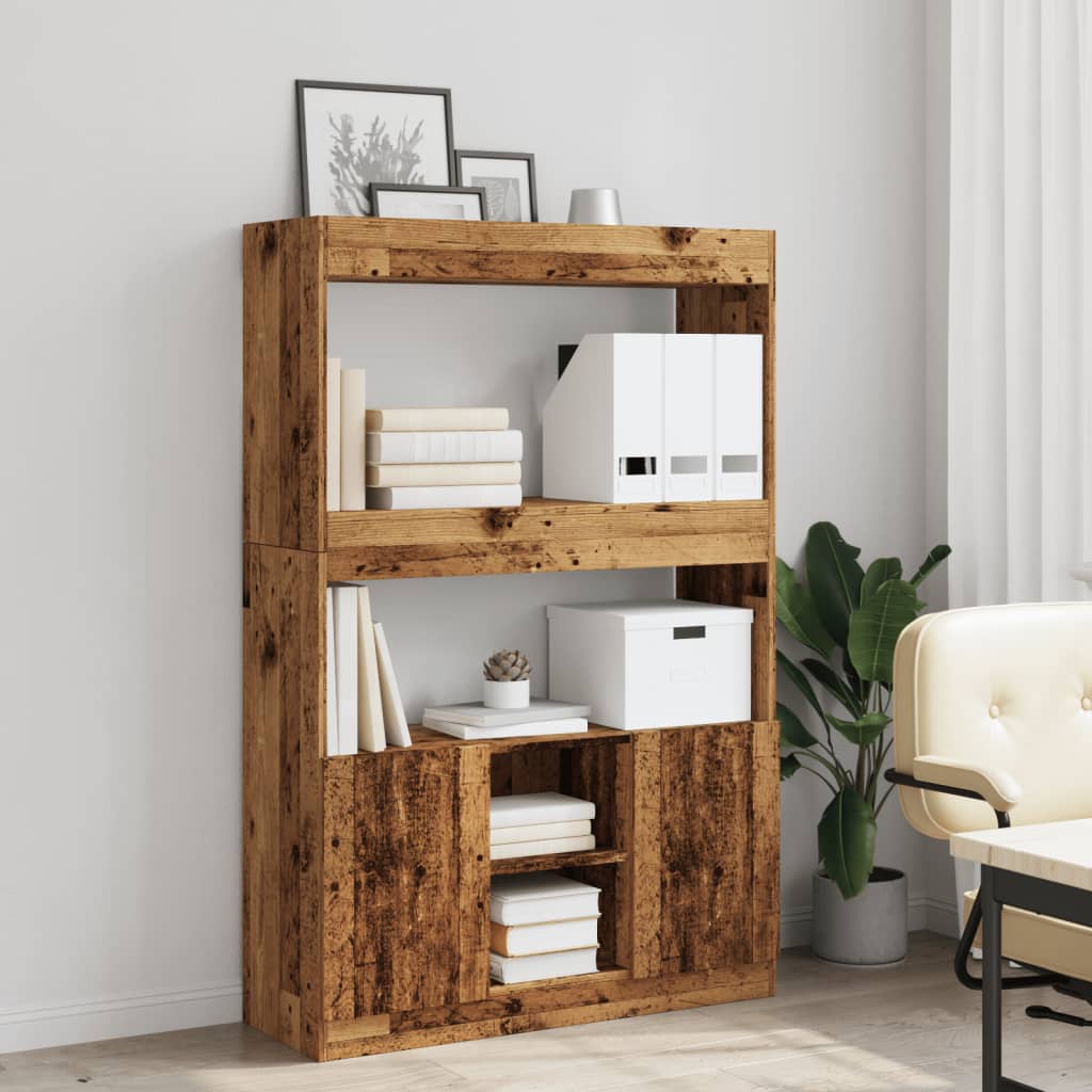 Hoge kast 92x33x140 cm bewerkt hout oud houtkleurig is nu te koop bij PeponiXL, paradijselijk wonen!