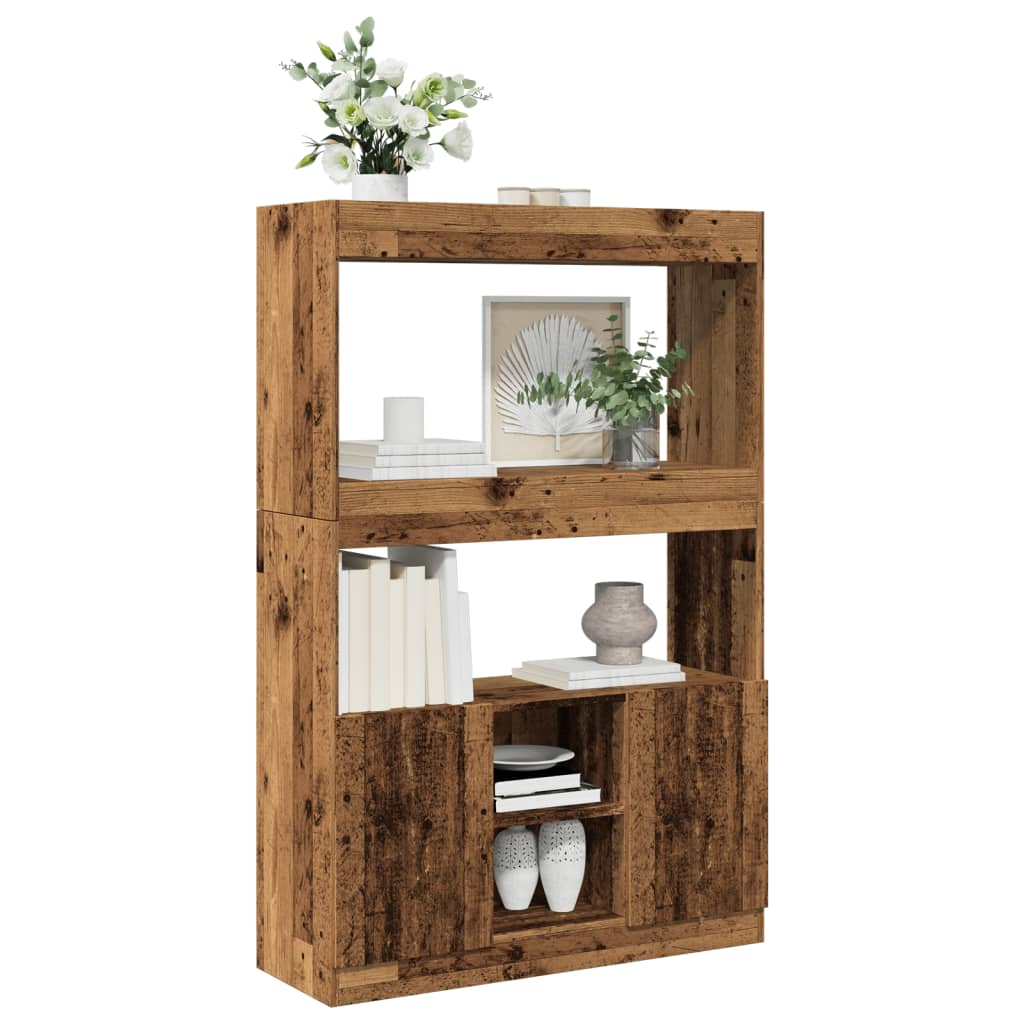 Hoge kast 92x33x140 cm bewerkt hout oud houtkleurig is nu te koop bij PeponiXL, paradijselijk wonen!