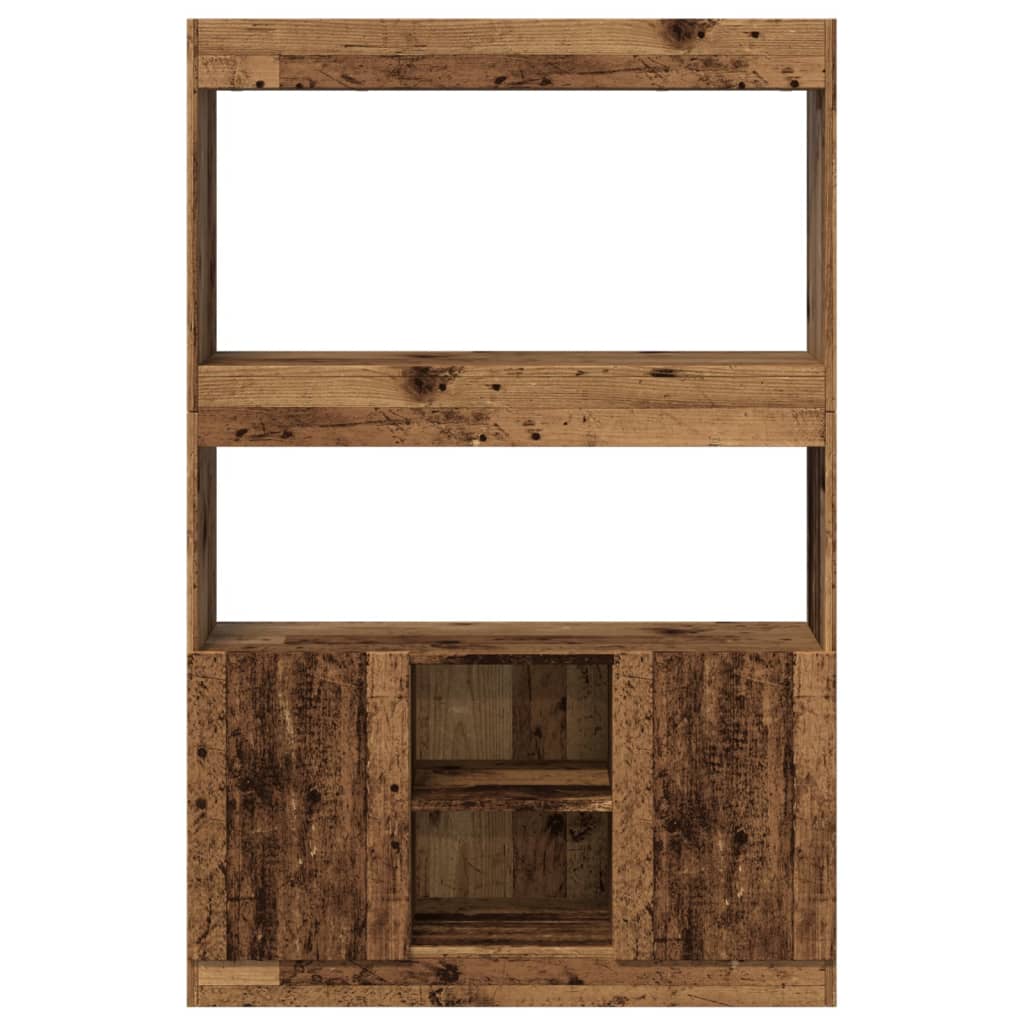 Hoge kast 92x33x140 cm bewerkt hout oud houtkleurig is nu te koop bij PeponiXL, paradijselijk wonen!