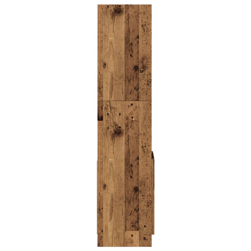 Hoge kast 92x33x140 cm bewerkt hout oud houtkleurig is nu te koop bij PeponiXL, paradijselijk wonen!