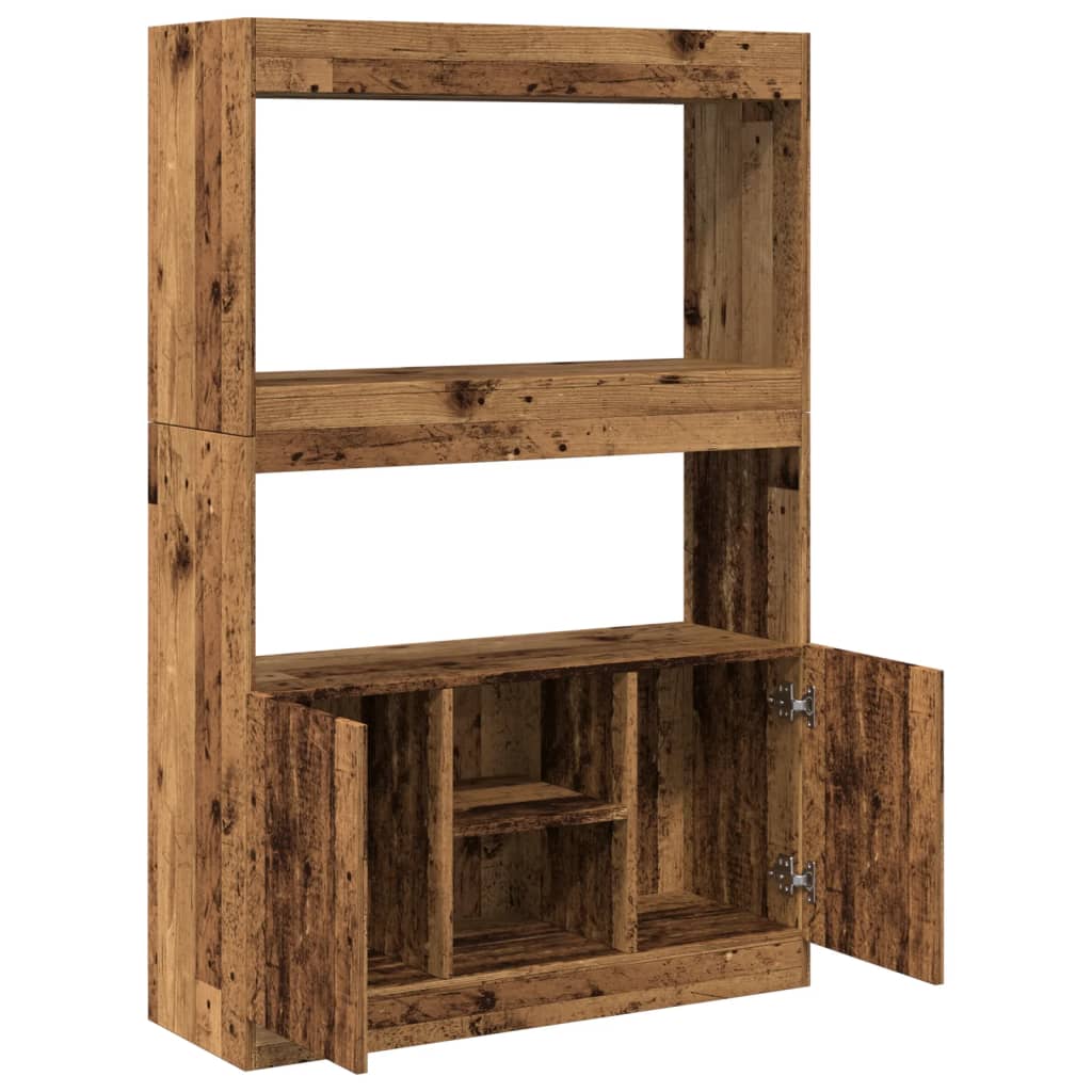 Hoge kast 92x33x140 cm bewerkt hout oud houtkleurig is nu te koop bij PeponiXL, paradijselijk wonen!
