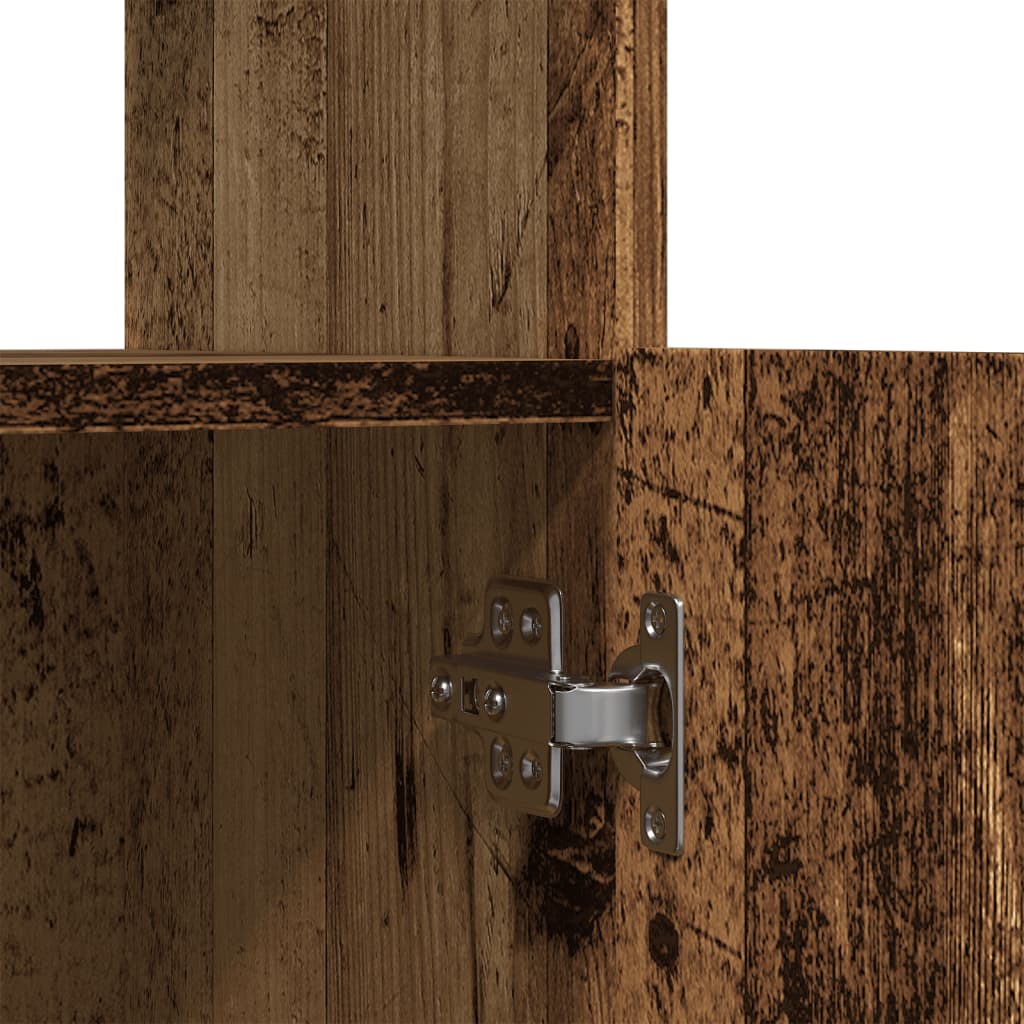 Hoge kast 92x33x140 cm bewerkt hout oud houtkleurig is nu te koop bij PeponiXL, paradijselijk wonen!