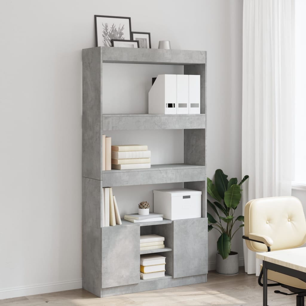 Hoge kast 92x33x180 cm bewerkt hout betongrijs is nu te koop bij PeponiXL, paradijselijk wonen!