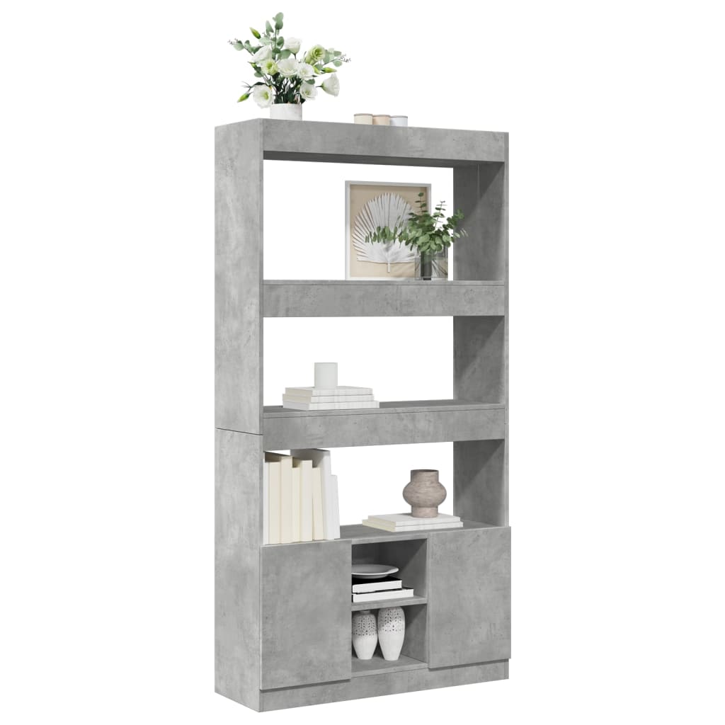 Hoge kast 92x33x180 cm bewerkt hout betongrijs is nu te koop bij PeponiXL, paradijselijk wonen!