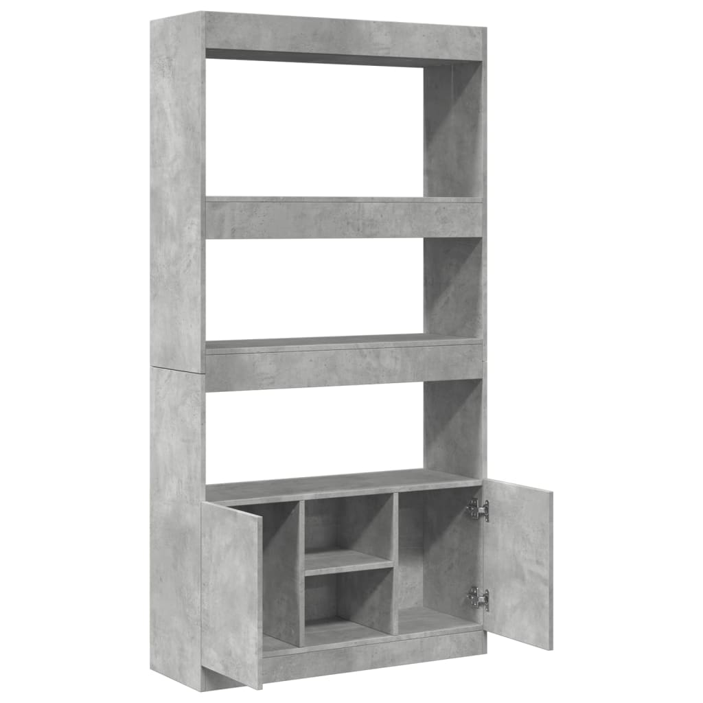 Hoge kast 92x33x180 cm bewerkt hout betongrijs is nu te koop bij PeponiXL, paradijselijk wonen!