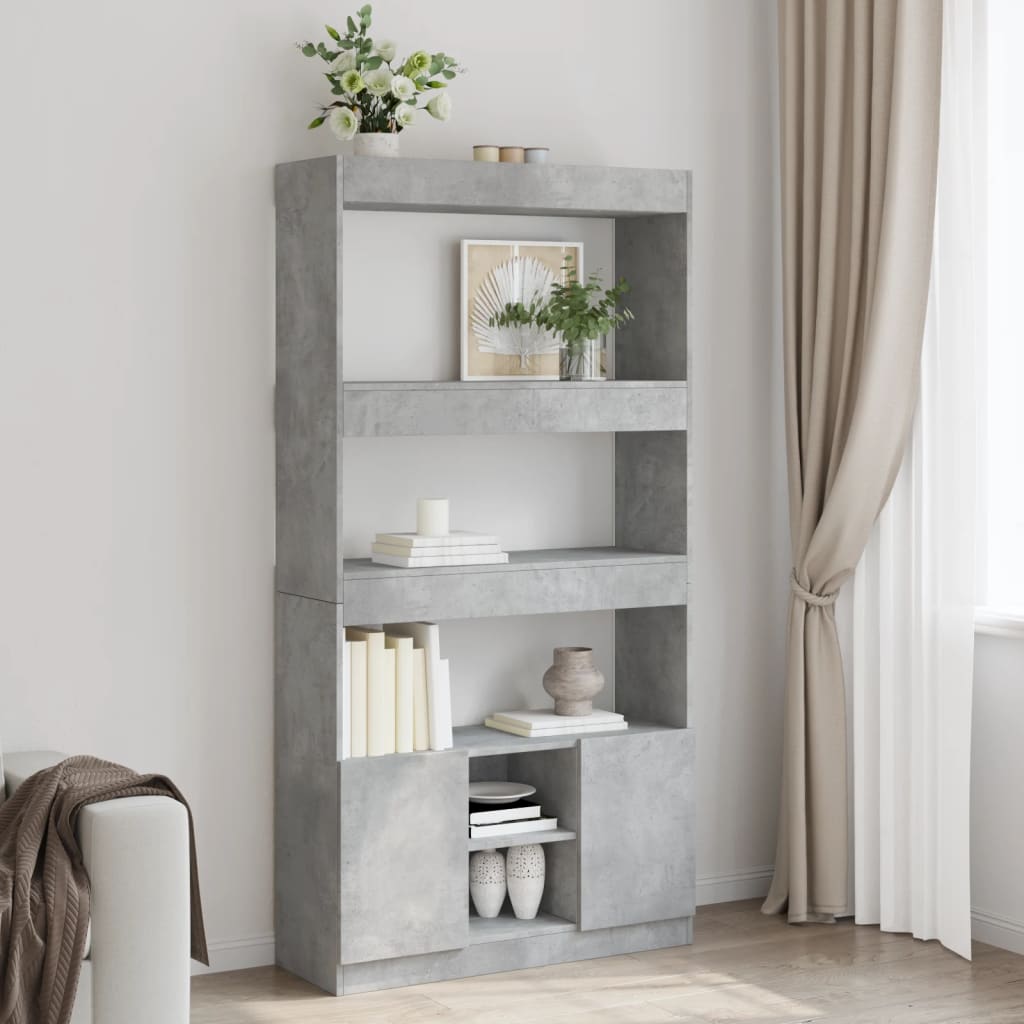 Hoge kast 92x33x180 cm bewerkt hout betongrijs is nu te koop bij PeponiXL, paradijselijk wonen!