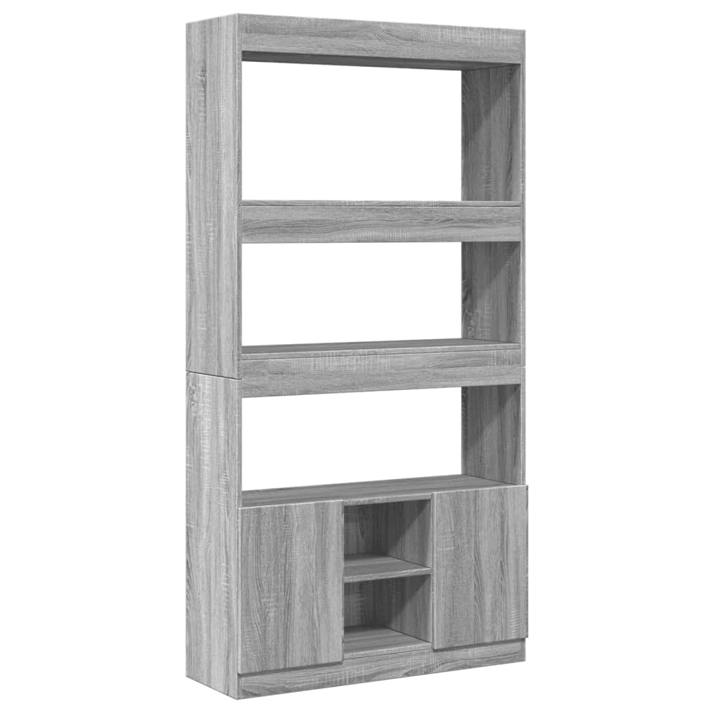 Hoge kast 92x33x180 cm bewerkt hout grijs sonoma eikenkleurig is nu te koop bij PeponiXL, paradijselijk wonen!