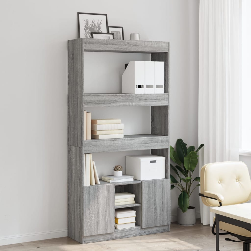 Hoge kast 92x33x180 cm bewerkt hout grijs sonoma eikenkleurig is nu te koop bij PeponiXL, paradijselijk wonen!