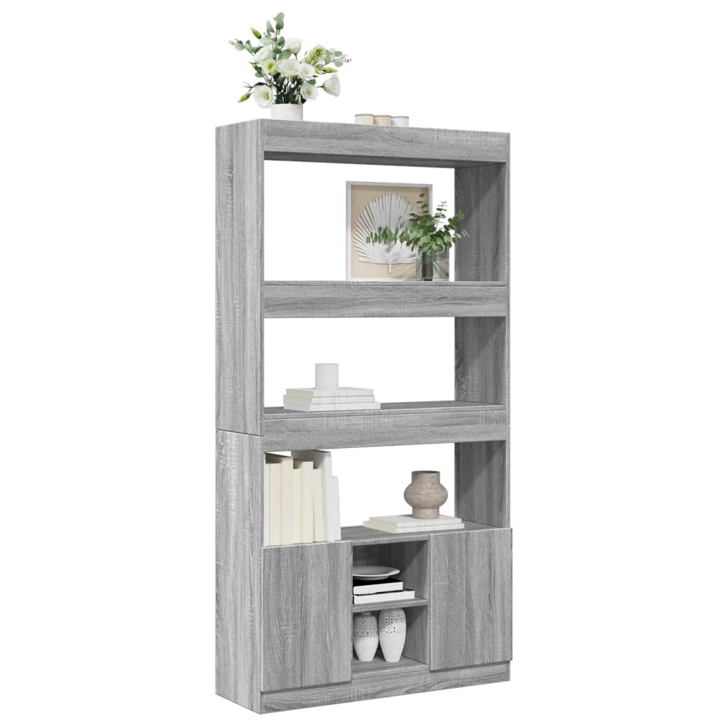 Hoge kast 92x33x180 cm bewerkt hout grijs sonoma eikenkleurig is nu te koop bij PeponiXL, paradijselijk wonen!