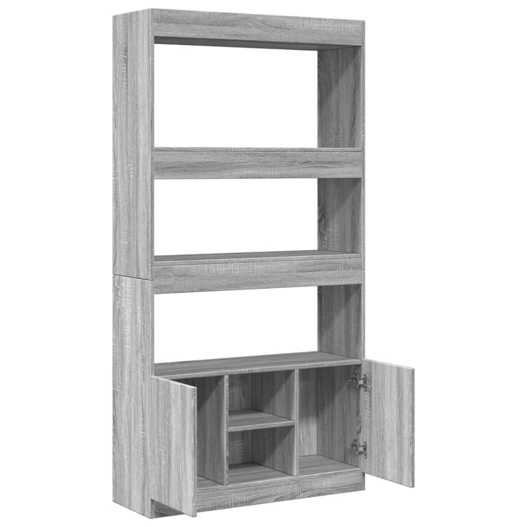 Hoge kast 92x33x180 cm bewerkt hout grijs sonoma eikenkleurig is nu te koop bij PeponiXL, paradijselijk wonen!