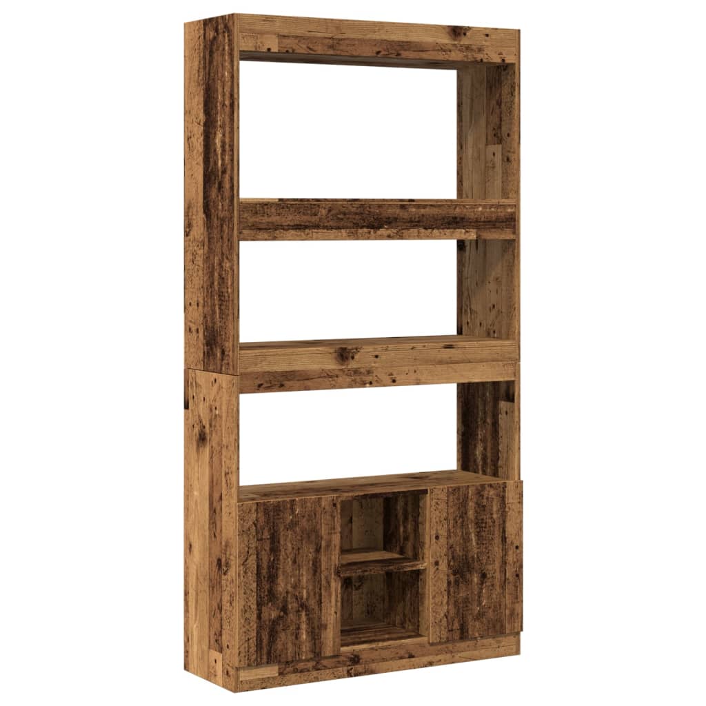 Hoge kast 92x33x180 cm bewerkt hout oud houtkleurig is nu te koop bij PeponiXL, paradijselijk wonen!