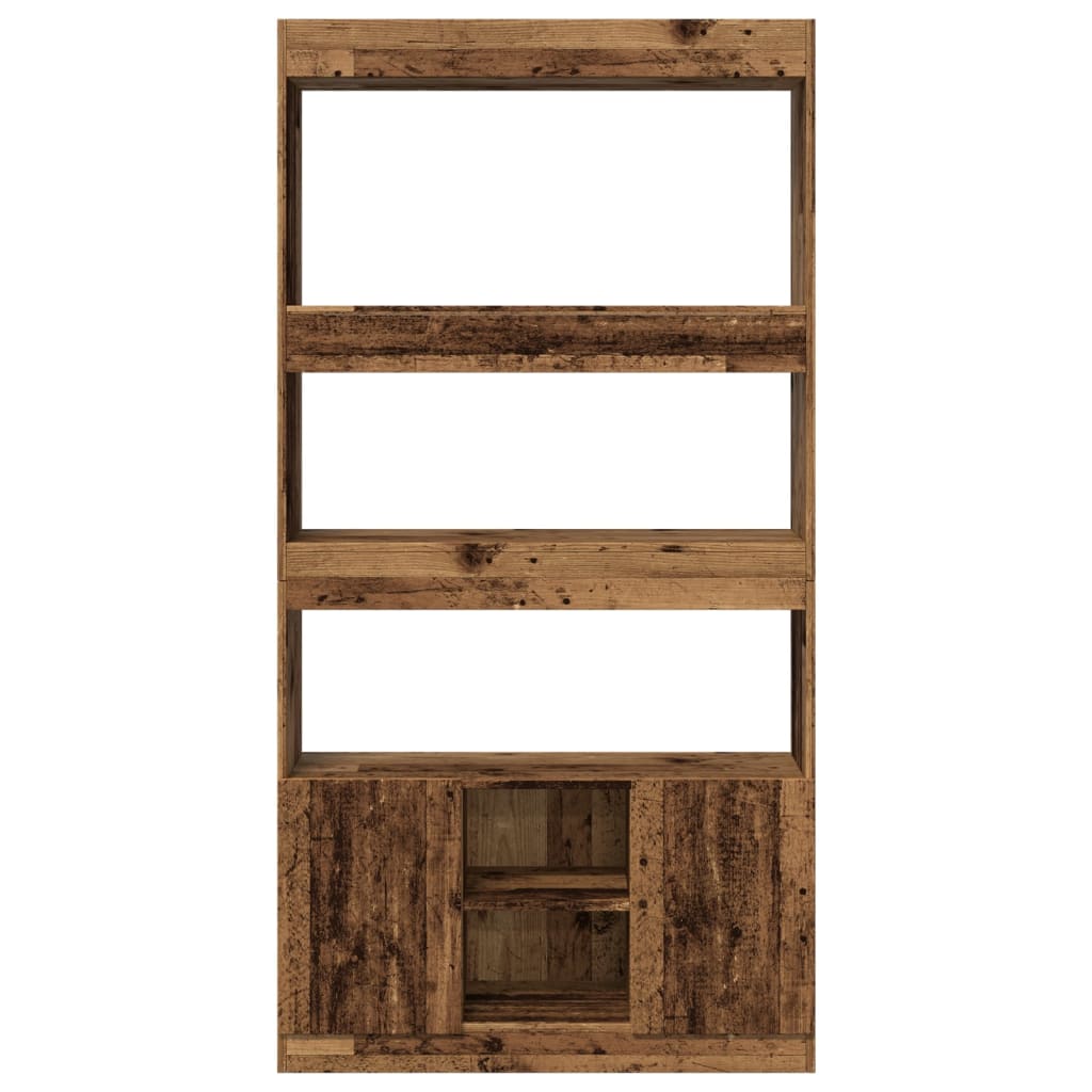 Hoge kast 92x33x180 cm bewerkt hout oud houtkleurig is nu te koop bij PeponiXL, paradijselijk wonen!