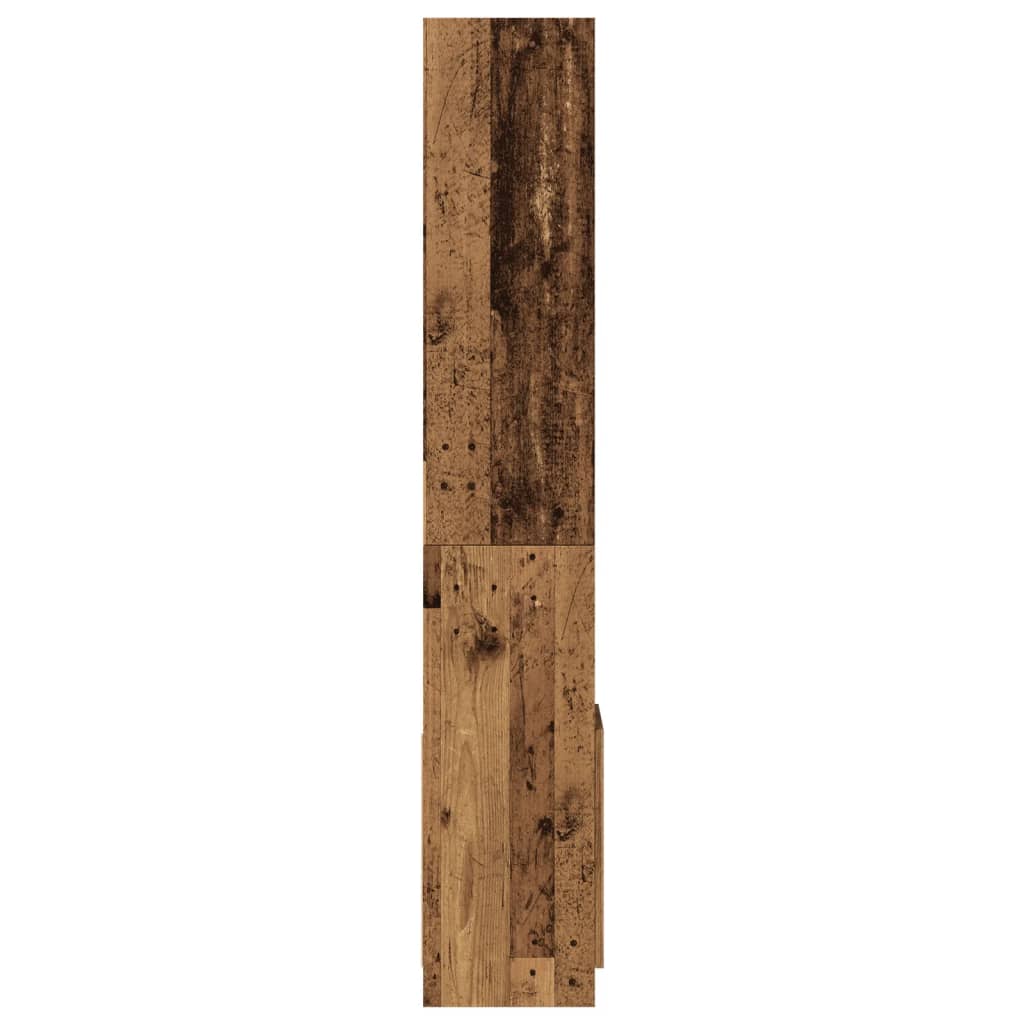 Hoge kast 92x33x180 cm bewerkt hout oud houtkleurig is nu te koop bij PeponiXL, paradijselijk wonen!
