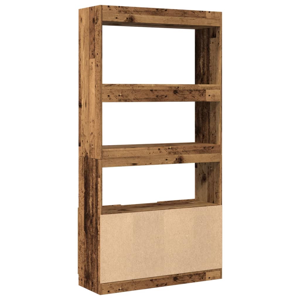 Hoge kast 92x33x180 cm bewerkt hout oud houtkleurig is nu te koop bij PeponiXL, paradijselijk wonen!