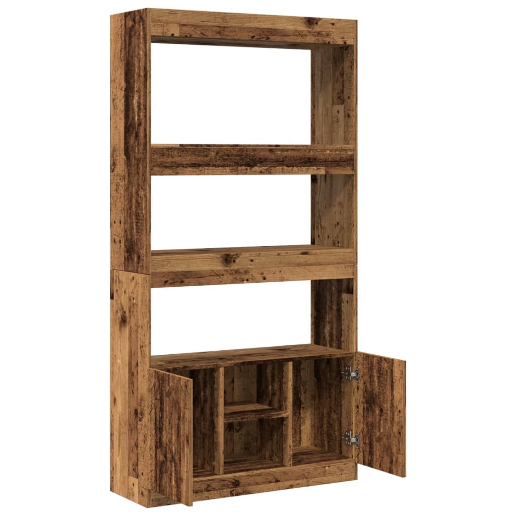 Hoge kast 92x33x180 cm bewerkt hout oud houtkleurig is nu te koop bij PeponiXL, paradijselijk wonen!
