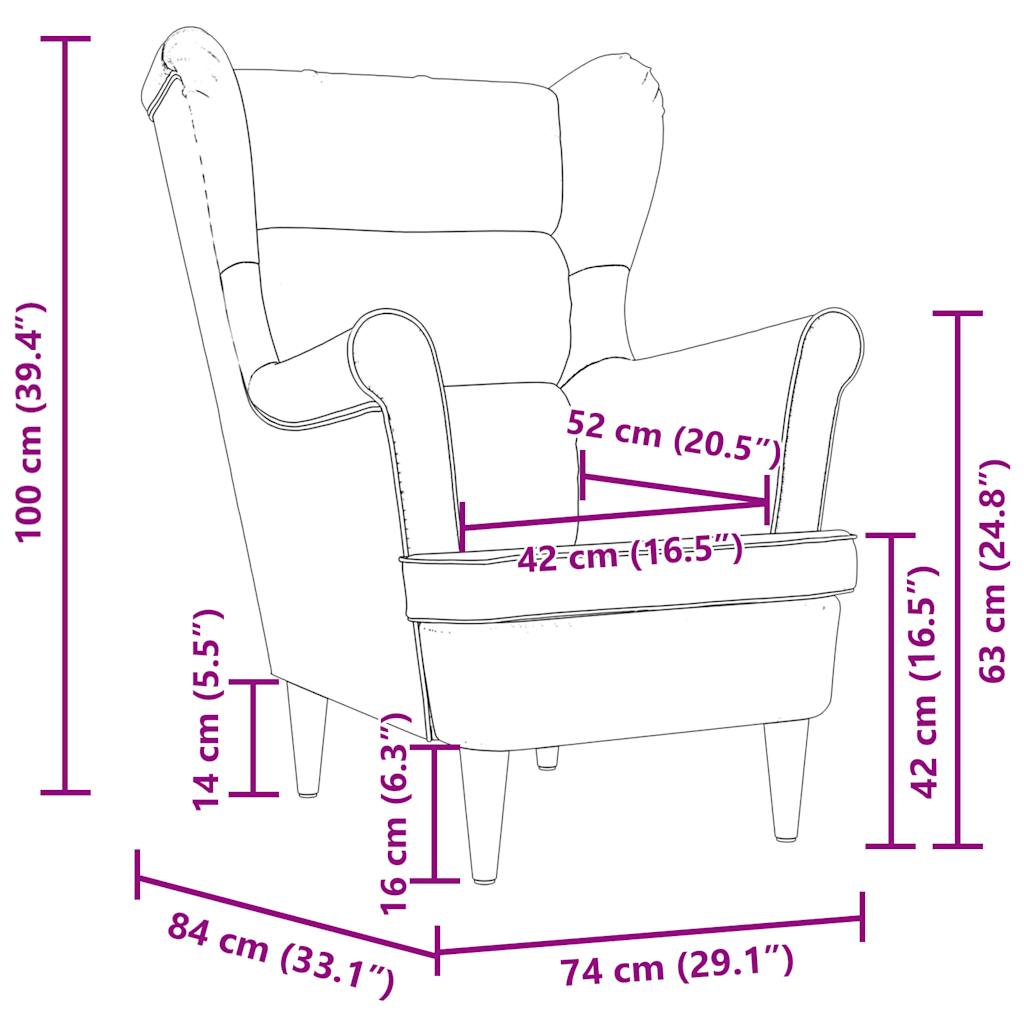 Fauteuil 74x84x100 cm stof lichtgrijs is nu te koop bij PeponiXL, paradijselijk wonen!