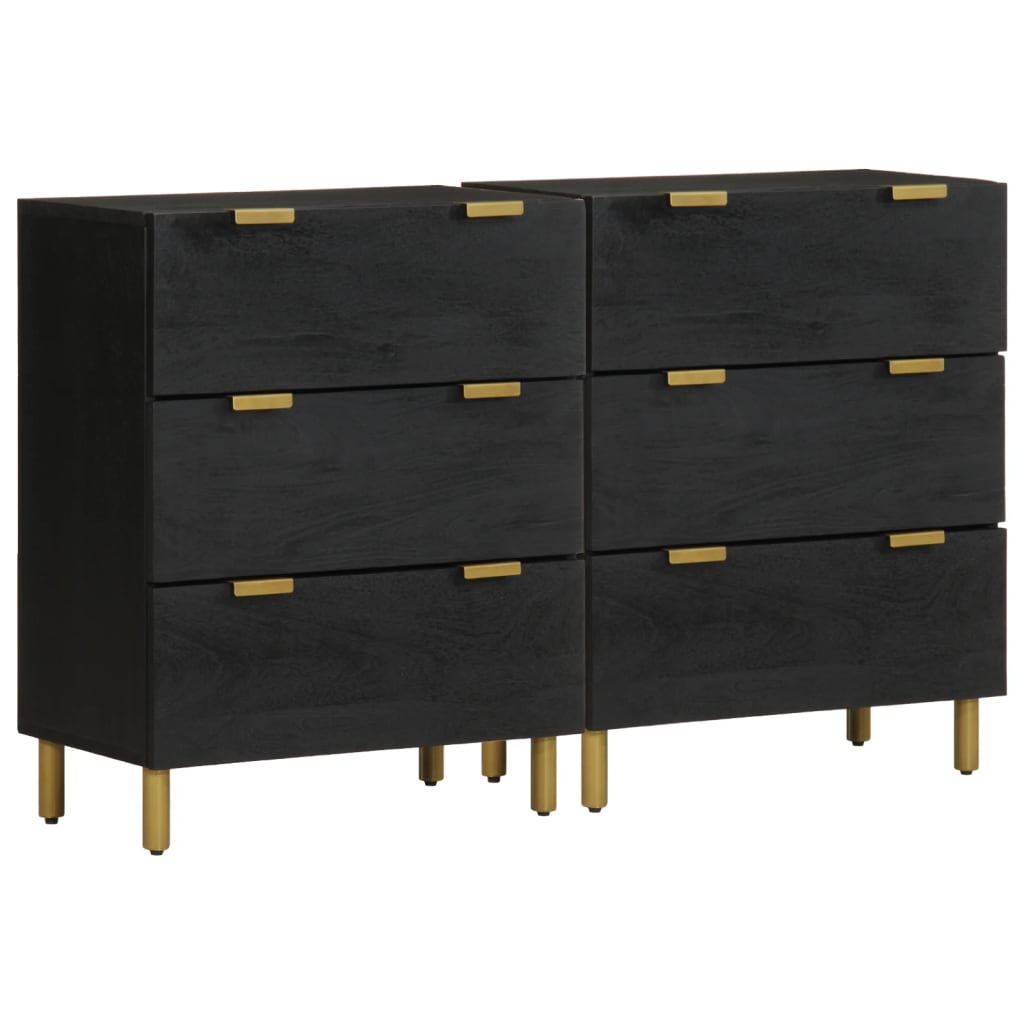 Dressoirs 2 st 60x33x75 cm bewerkt hout zwart is nu te koop bij PeponiXL, paradijselijk wonen!