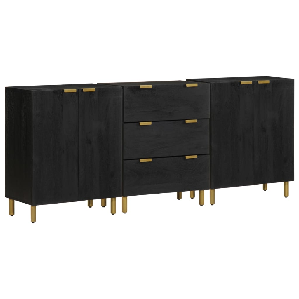 3-delige Dressoirs bewerkt hout zwart is nu te koop bij PeponiXL, paradijselijk wonen!