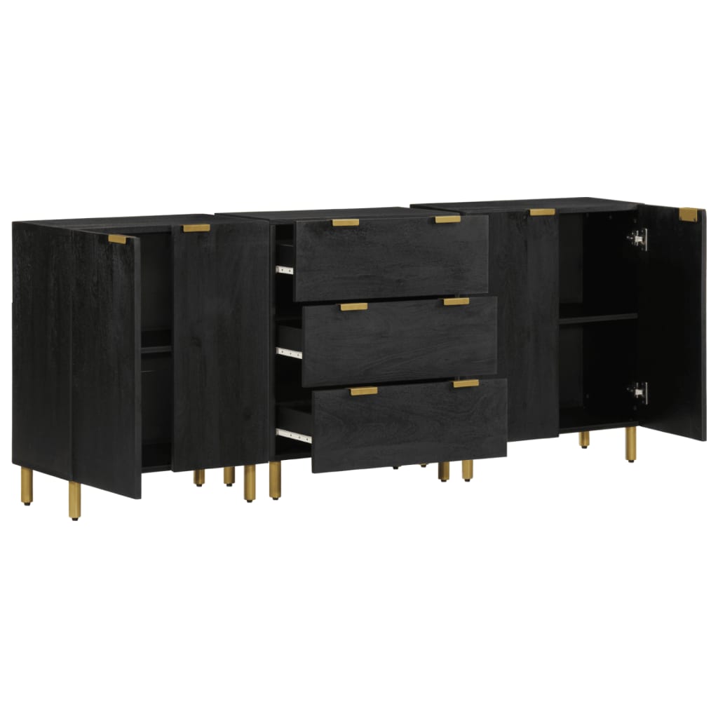 3-delige Dressoirs bewerkt hout zwart is nu te koop bij PeponiXL, paradijselijk wonen!