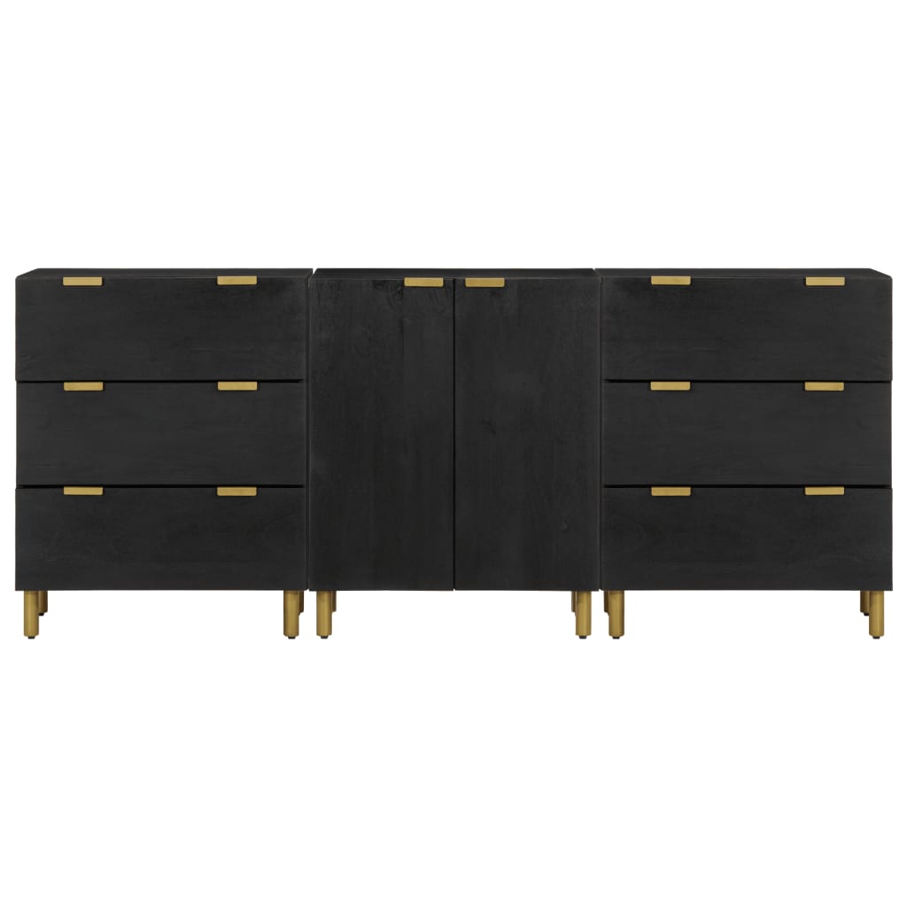3-delige Dressoirs bewerkt hout zwart is nu te koop bij PeponiXL, paradijselijk wonen!