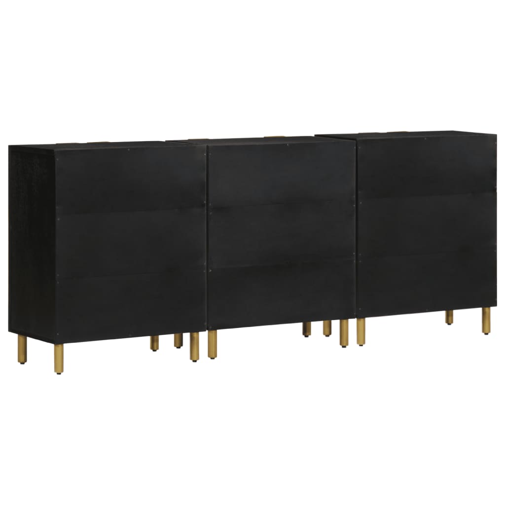 3-delige Dressoirs bewerkt hout zwart is nu te koop bij PeponiXL, paradijselijk wonen!