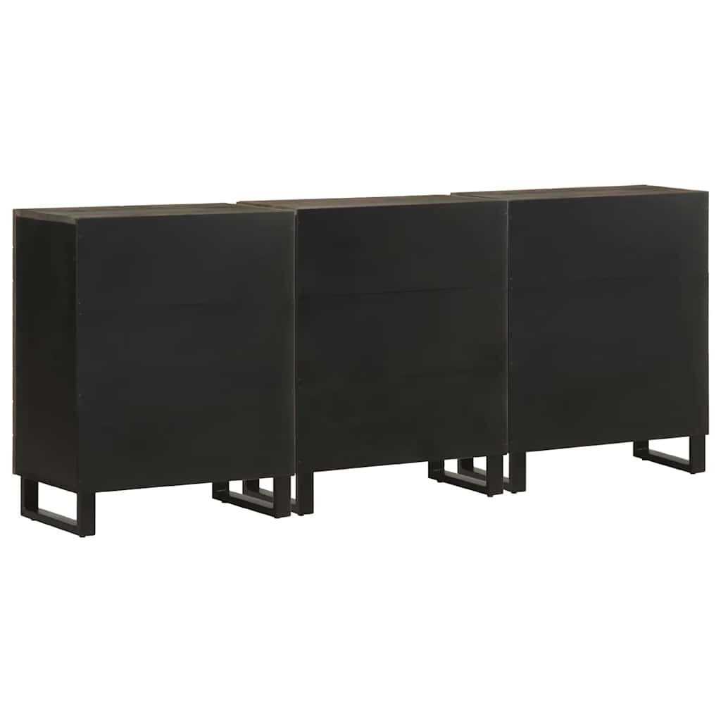 3-delige Dressoirs 60x33x75 cm massief mangohout zwart is nu te koop bij PeponiXL, paradijselijk wonen!