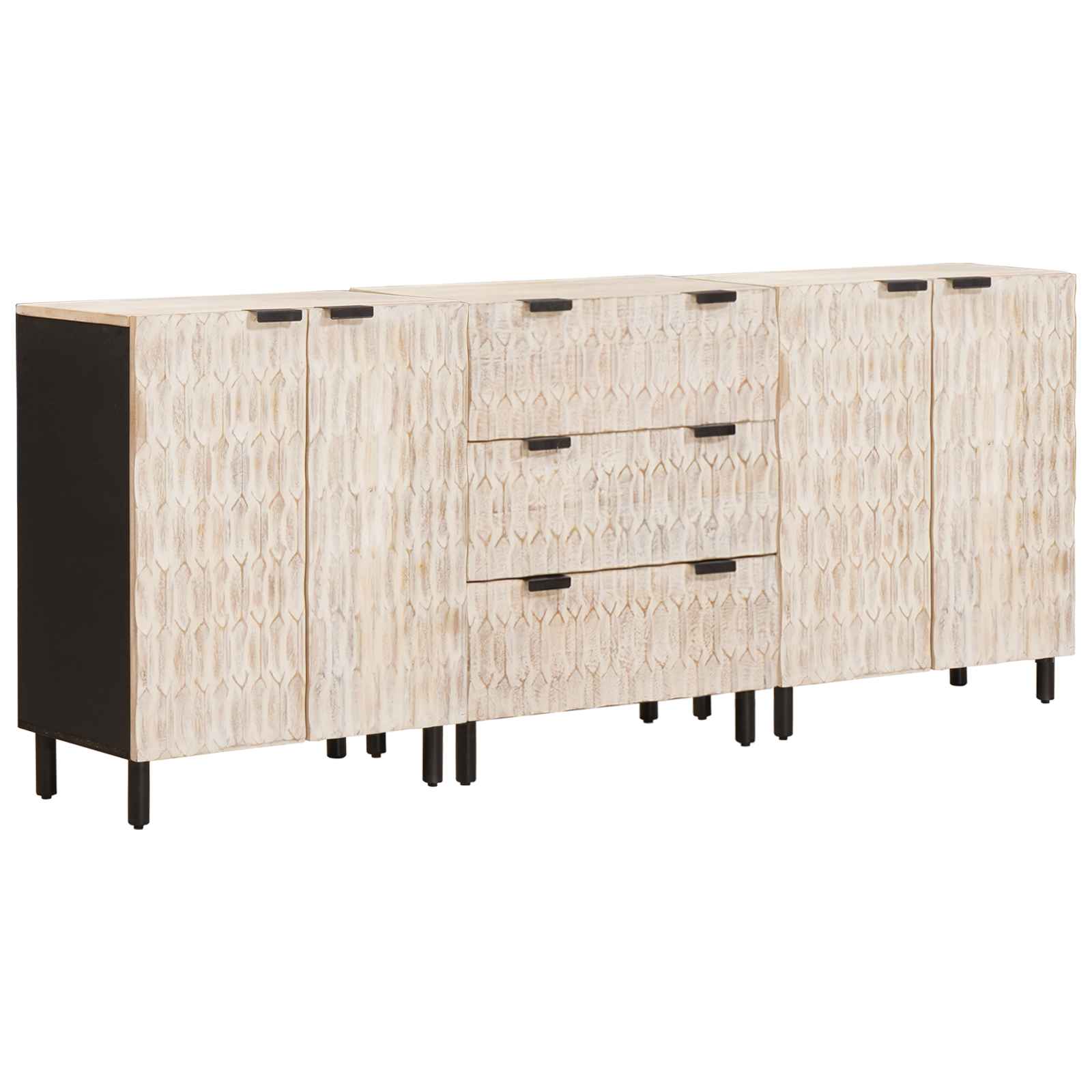 Dressoir 3 pcs Witte Was Afwerking 180 x 33 x 75 cm is nu te koop bij PeponiXL, paradijselijk wonen!
