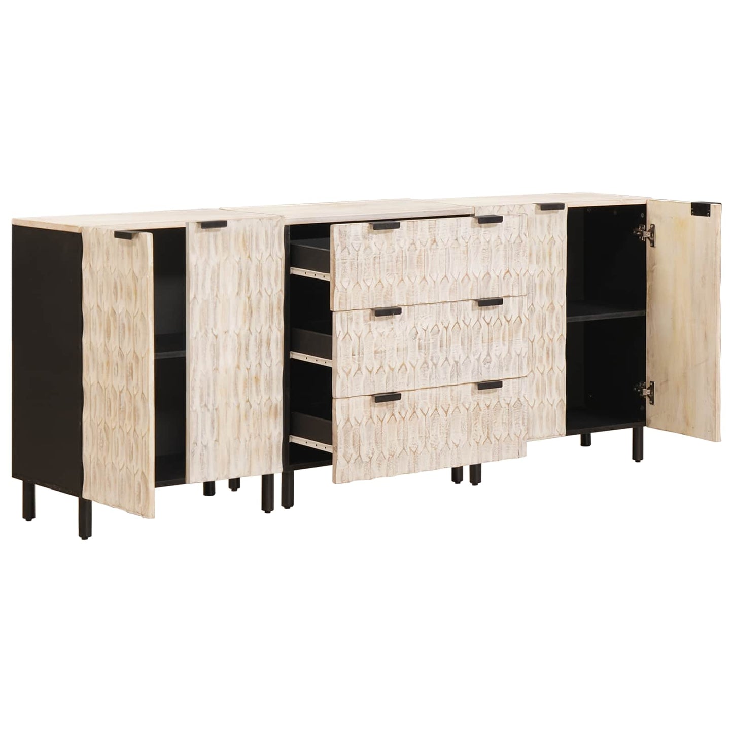 Dressoir 3 pcs Witte Was Afwerking 180 x 33 x 75 cm is nu te koop bij PeponiXL, paradijselijk wonen!
