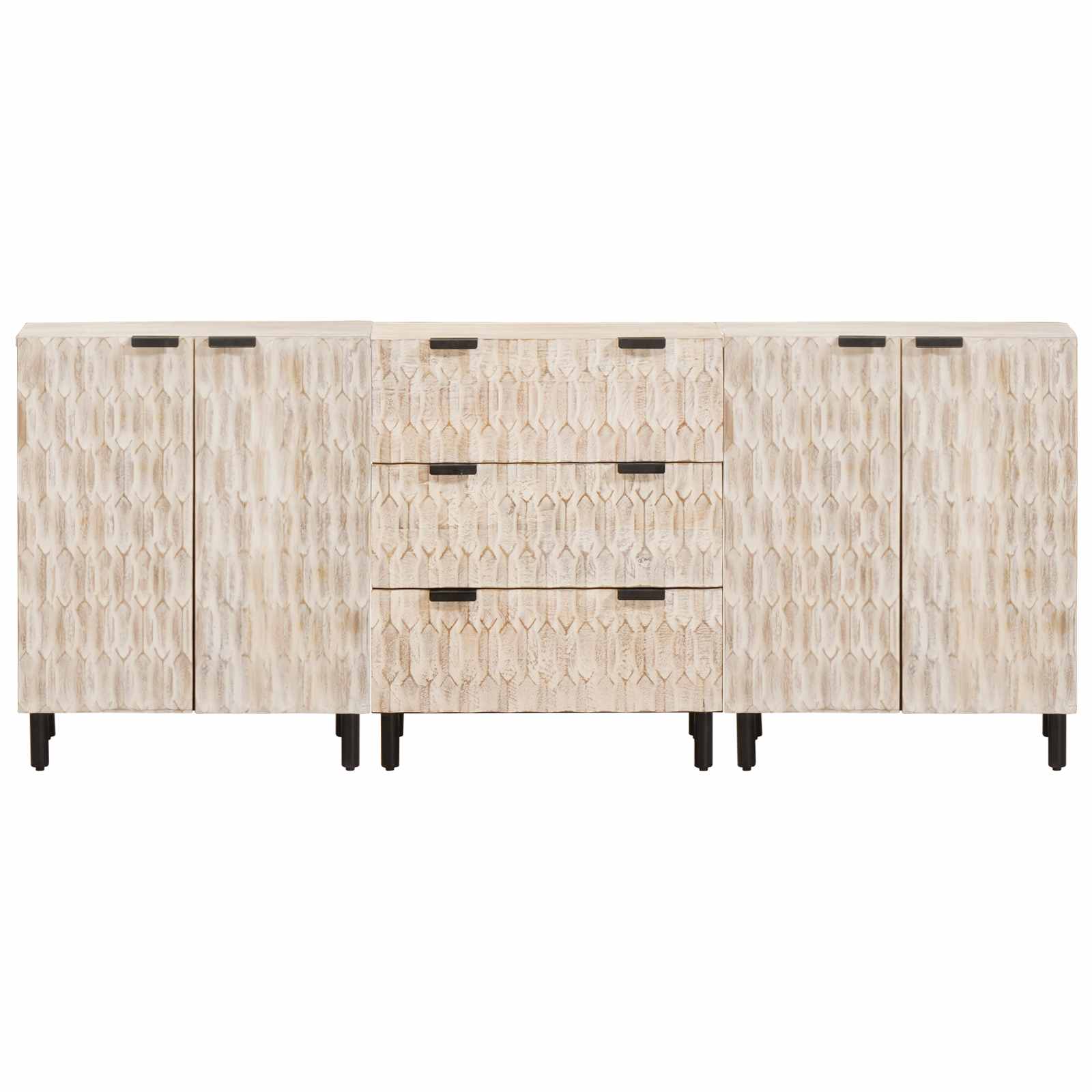 Dressoir 3 pcs Witte Was Afwerking 180 x 33 x 75 cm is nu te koop bij PeponiXL, paradijselijk wonen!
