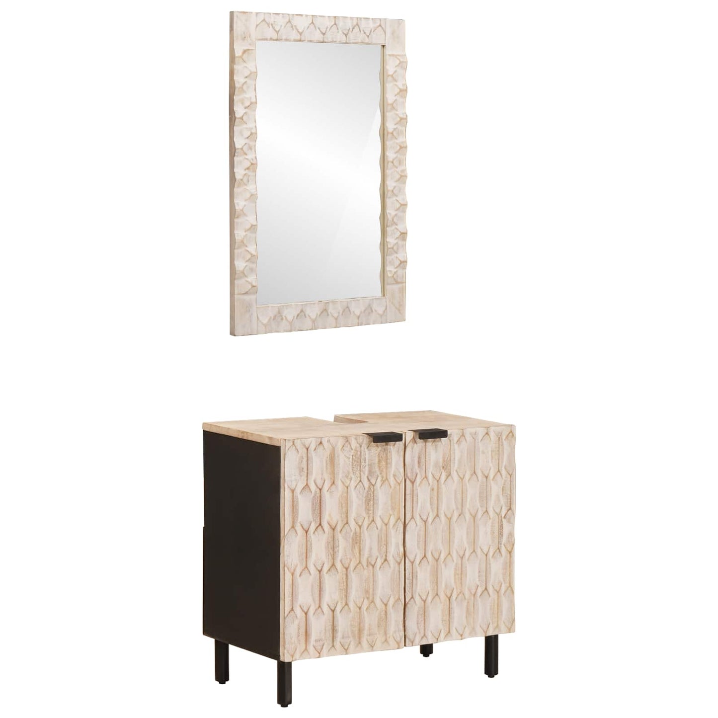 Badkamer Sets met opslag Witte Was Afwerking Massief Mango Hout is nu te koop bij PeponiXL, paradijselijk wonen!
