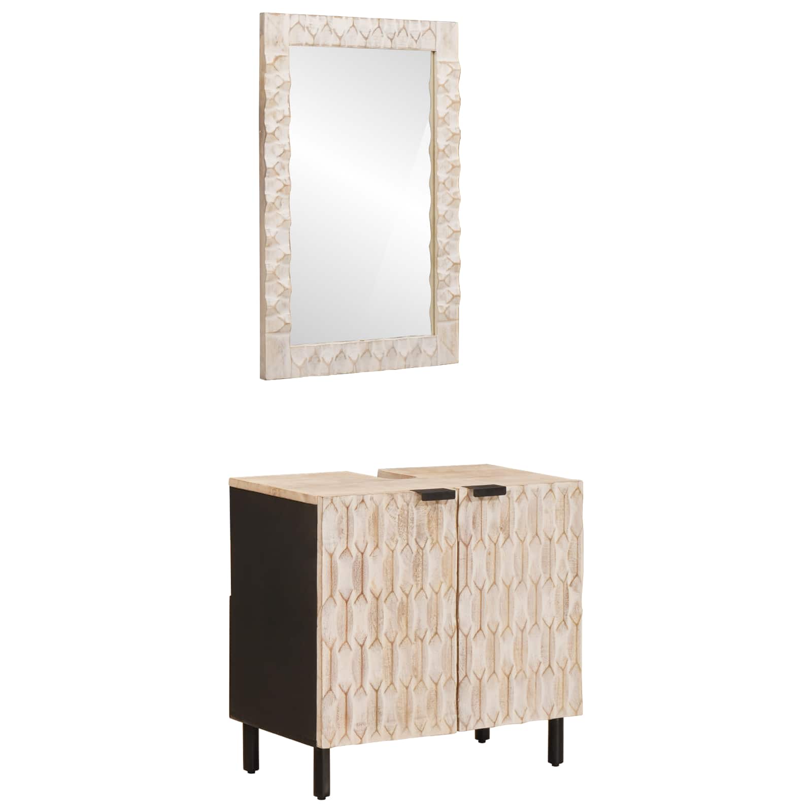 Badkamer Sets met opslag Witte Was Afwerking Massief Mango Hout is nu te koop bij PeponiXL, paradijselijk wonen!