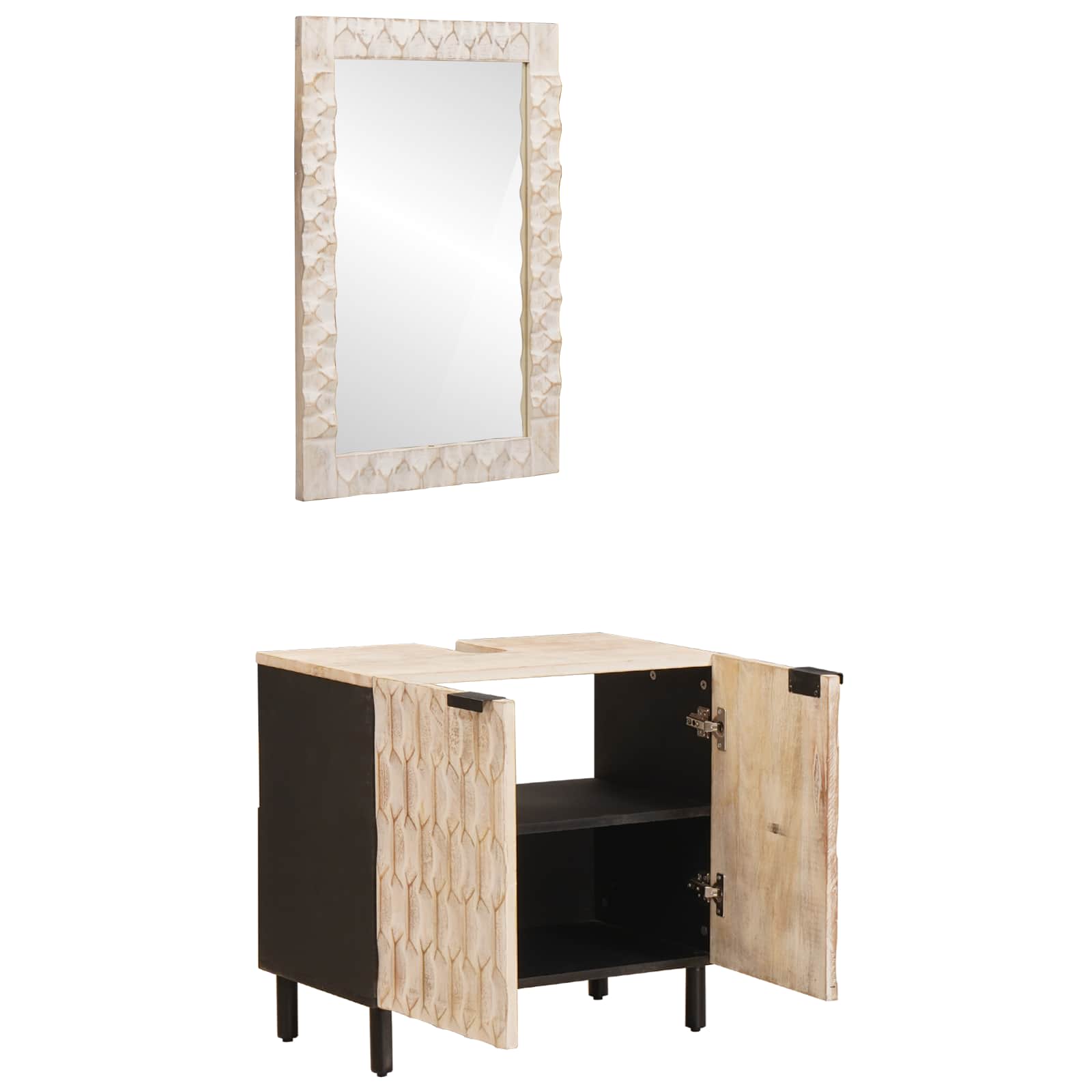 Badkamer Sets met opslag Witte Was Afwerking Massief Mango Hout is nu te koop bij PeponiXL, paradijselijk wonen!