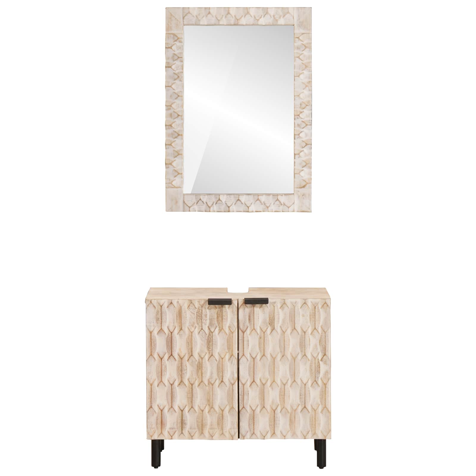 Badkamer Sets met opslag Witte Was Afwerking Massief Mango Hout is nu te koop bij PeponiXL, paradijselijk wonen!