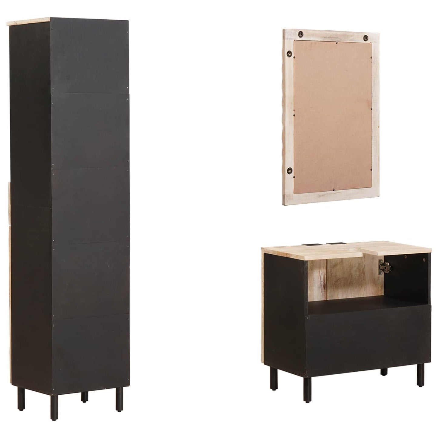 Badkamer Sets 3 pcs Witte Was Afwerking Massief Mango Hout is nu te koop bij PeponiXL, paradijselijk wonen!