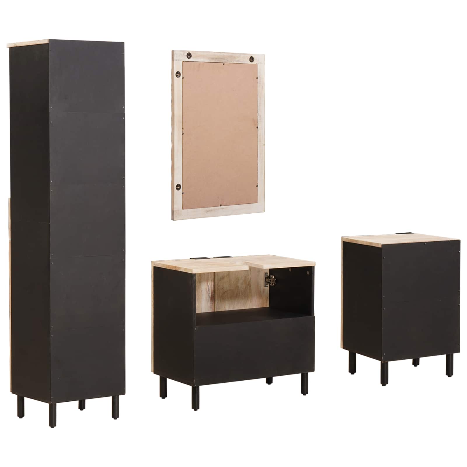Badkamer Sets 4 pcs Witte Was Afwerking Massief Mango Hout is nu te koop bij PeponiXL, paradijselijk wonen!