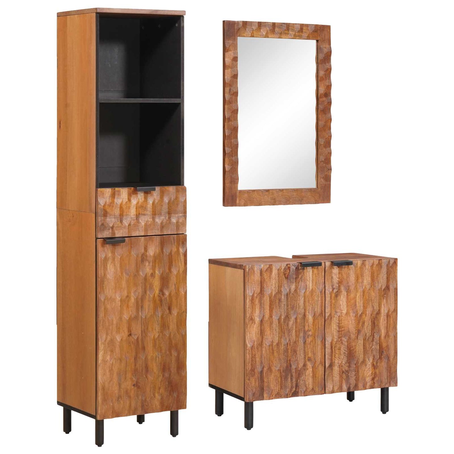 Badkamer Sets 3 pcs Acacia Bruin Winish Massief Mango Hout is nu te koop bij PeponiXL, paradijselijk wonen!