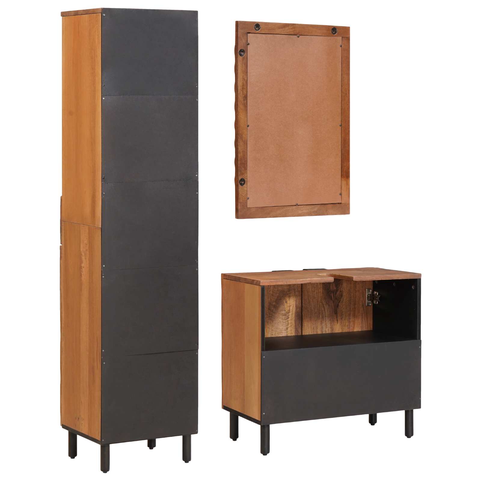 Badkamer Sets 3 pcs Acacia Bruin Winish Massief Mango Hout is nu te koop bij PeponiXL, paradijselijk wonen!
