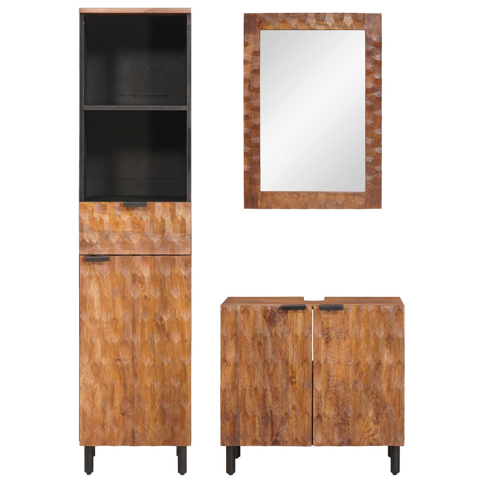 Badkamer Sets 3 pcs Acacia Bruin Winish Massief Mango Hout is nu te koop bij PeponiXL, paradijselijk wonen!