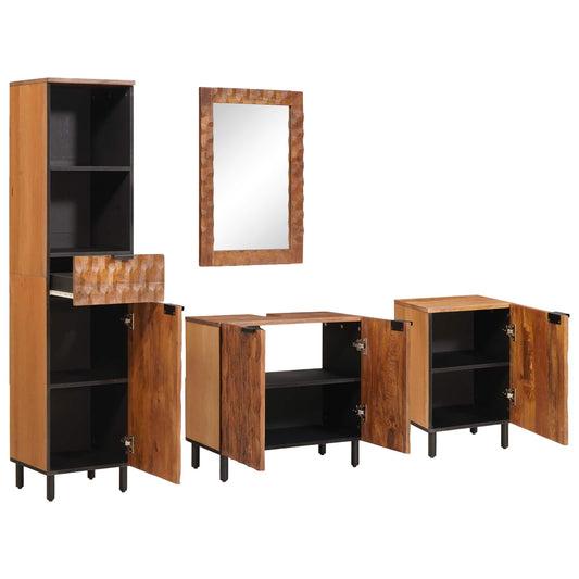 Badkamer Sets 4 pcs Acacia Bruin Winish Massief Mango Hout is nu te koop bij PeponiXL, paradijselijk wonen!