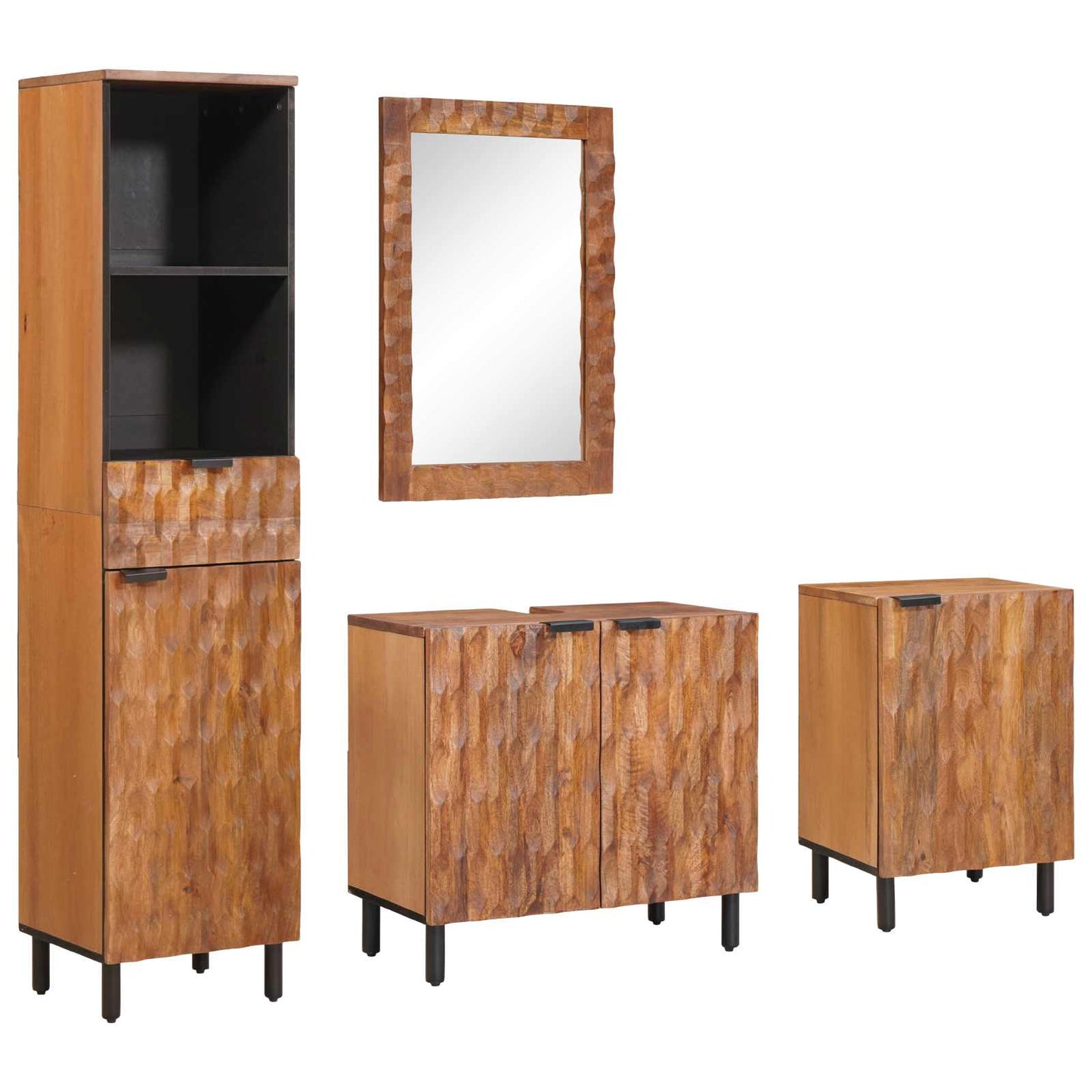 Badkamer Sets 4 pcs Acacia Bruin Winish Massief Mango Hout is nu te koop bij PeponiXL, paradijselijk wonen!