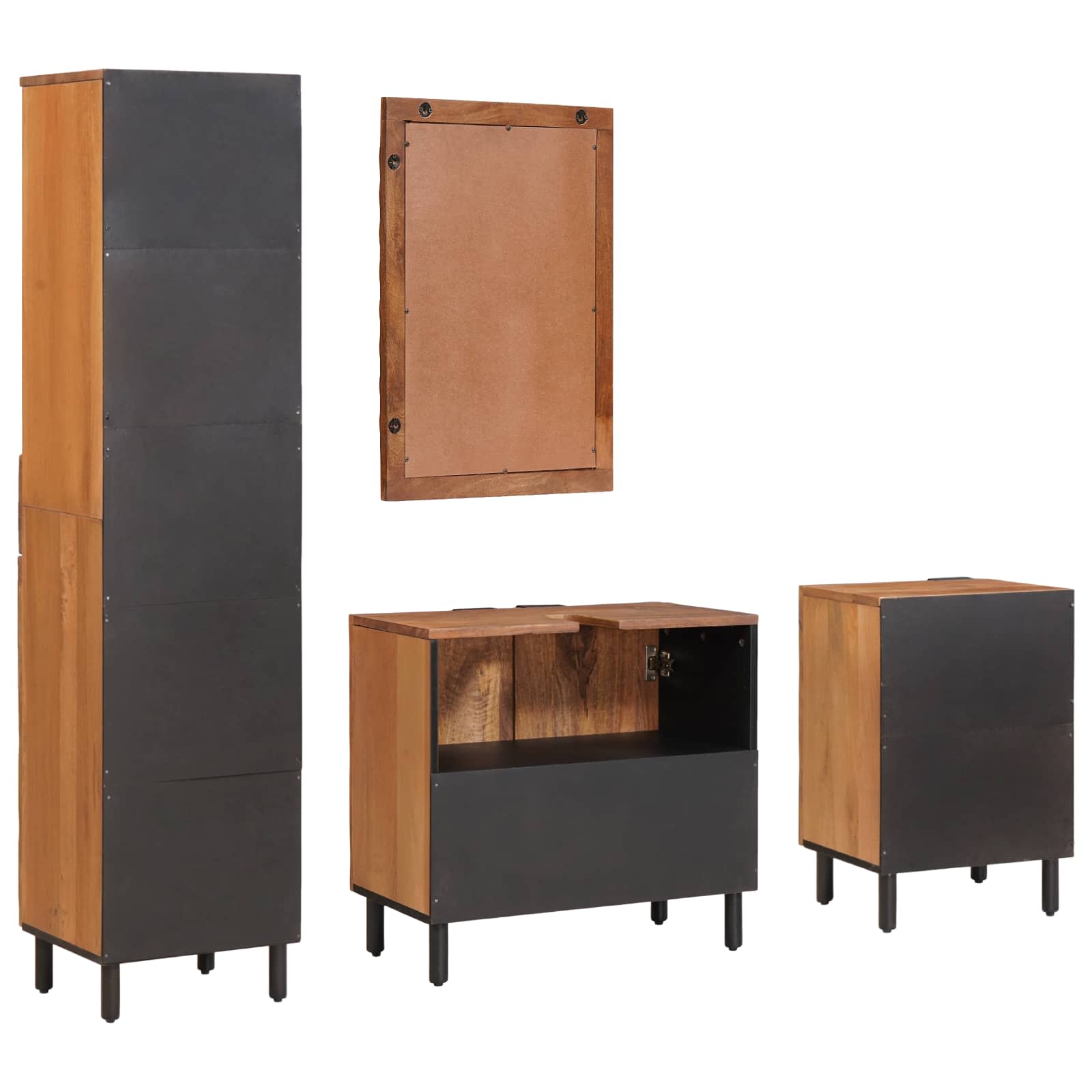 Badkamer Sets 4 pcs Acacia Bruin Winish Massief Mango Hout is nu te koop bij PeponiXL, paradijselijk wonen!