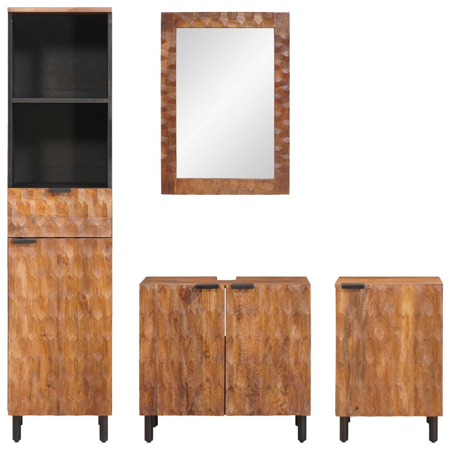 Badkamer Sets 4 pcs Acacia Bruin Winish Massief Mango Hout is nu te koop bij PeponiXL, paradijselijk wonen!