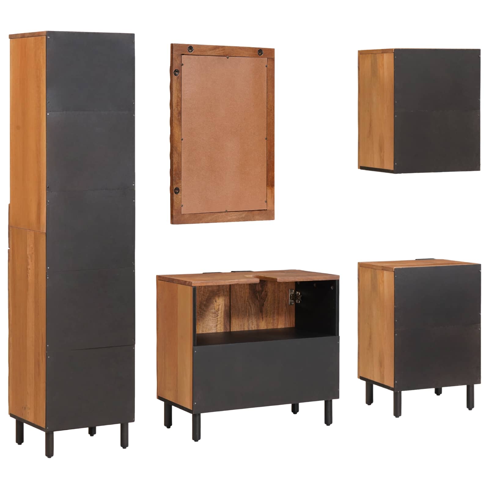 Badkamer Sets 5 pcs Acacia Bruin Winish Massief Mango Hout is nu te koop bij PeponiXL, paradijselijk wonen!